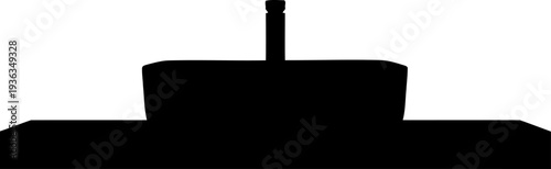 Contemporary vessel sink silhouette mounted on a flat countertop