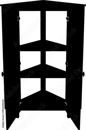 Corner shelving unit silhouette featuring triangular open tiers