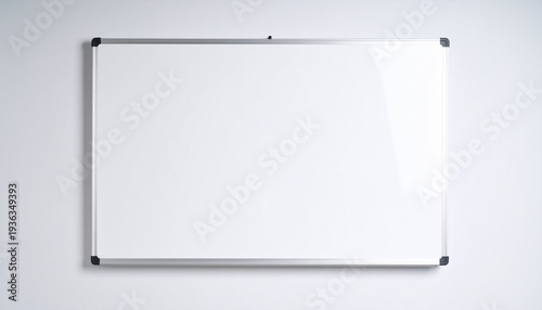 Blank Whiteboard for Presentation Hanging on a White Wall
