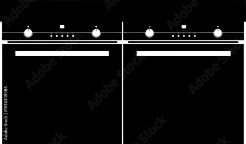 Dual built-in electric kitchen ovens silhouette