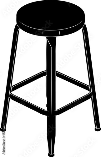Industrial metal stool silhouette for kitchen counter or bar seating