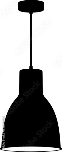 Industrial pendant lamp silhouette hanging from a ceiling mount