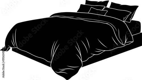 Large comfortable bed with duvet silhouette