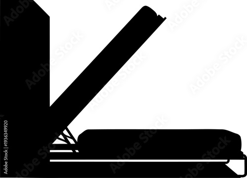 Lift up storage bed frame showing the internal mattress support mechanism