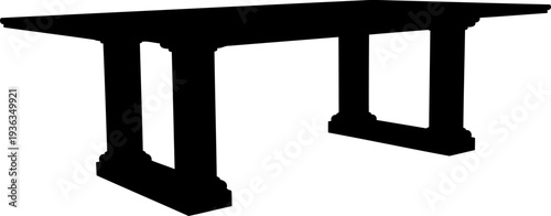 Large rectangular dining table with pedestal legs