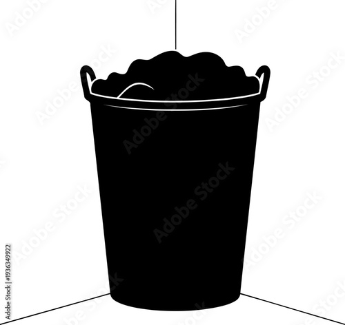 Laundry hamper bucket silhouette filled with folded clothes