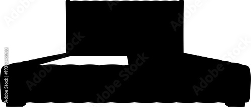 Low platform bed frame with headboard silhouette