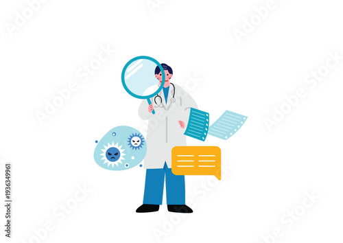 診察する男性医のイラスト