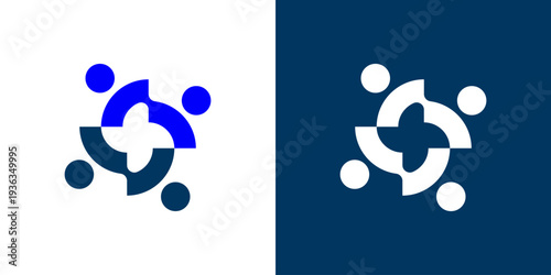 Dual meaning logo combining people, unity, and partner elements, symbolizing collaboration, trust, teamwork, strong relationships, and a shared commitment to collective success.