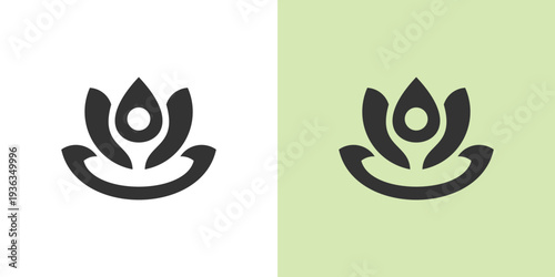 Dual meaning logo combining people and lotus elements, symbolizing personal growth, harmony, purity, and the flourishing of human potential within a balanced community.