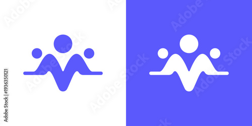 Dual meaning logo combining people and pulse elements, symbolizing vitality, care, human connection, health awareness, and the rhythm of life within a supportive community.