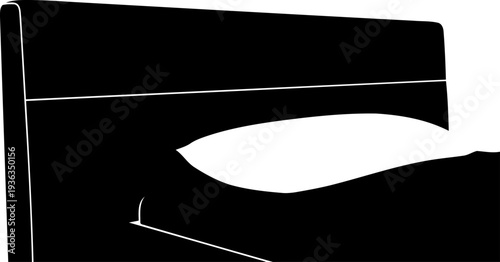 Minimalist bed frame with single pillow silhouette