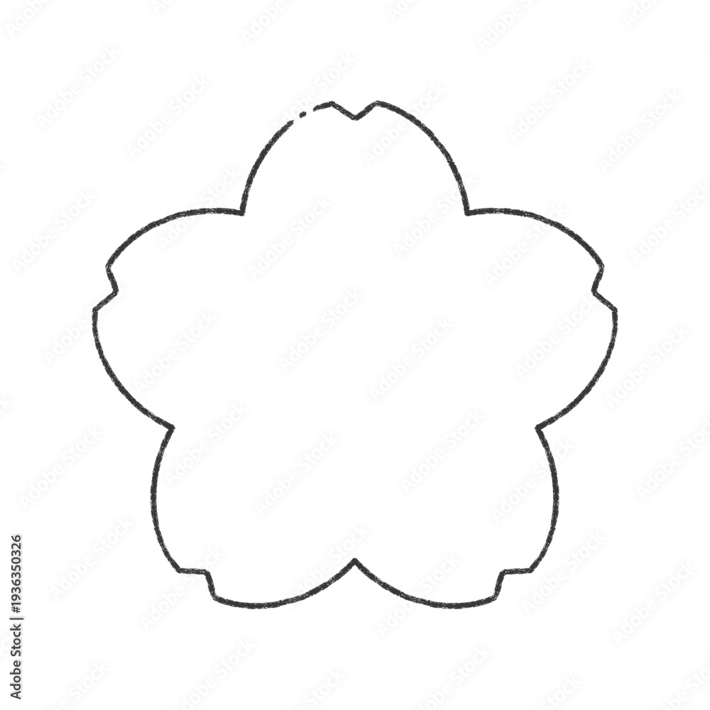 Obraz premium 手描きの桜の花の線画フレーム素材 - 春･卒入学･日本のイメージのシンプルな黒い線の装飾イラスト