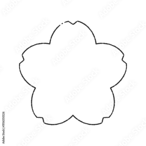 手描きの桜の花の線画フレーム素材 - 春･卒入学･日本のイメージのシンプルな黒い線の装飾イラスト