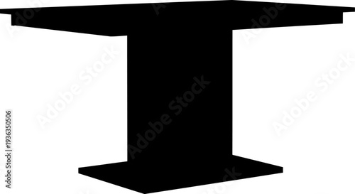 Rectangular dining table silhouette featuring a heavy pedestal base