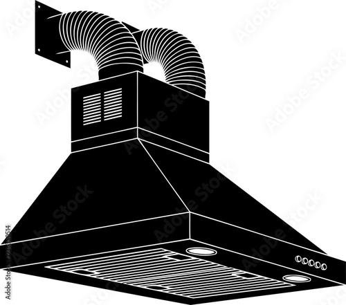 Professional kitchen extractor hood silhouette with ventilation ducts