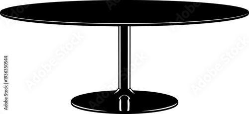 Round pedestal dining table silhouette in black