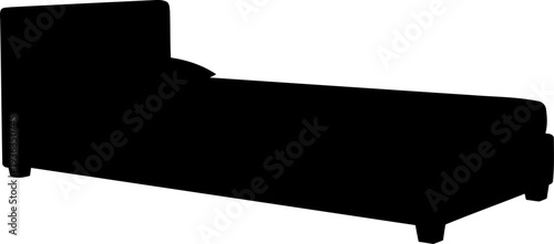 Single platform bed silhouette including a rectangular headboard