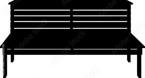 Slatted wooden park bench outdoor furniture silhouette