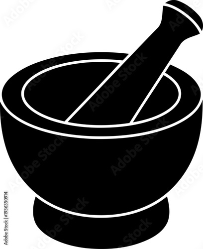 Traditional mortar and pestle for grinding herbs