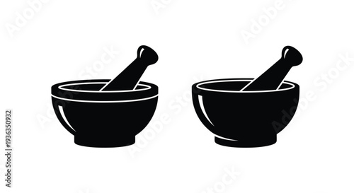 Two black mortar and pestle icons on a white background