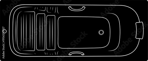 Top down perspective of a modern rectangular bathtub