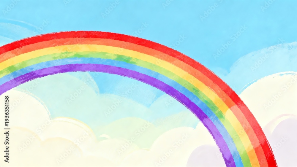 Fototapeta premium Rainbow in sky with clouds