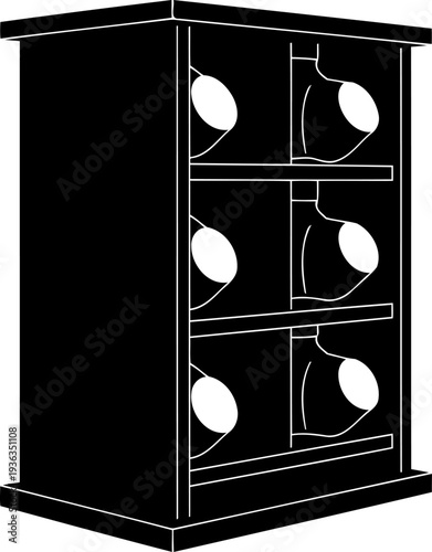 Vertical wine bottle storage cabinet silhouette for home decor
