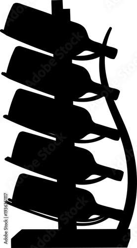 Vertical wine bottle holder rack silhouette