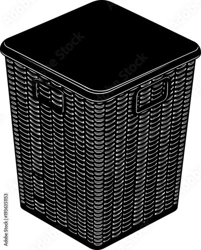 Wicker laundry hamper silhouette with a matching lid