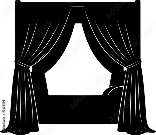 Window drapes shadow featuring elegant tie-backs