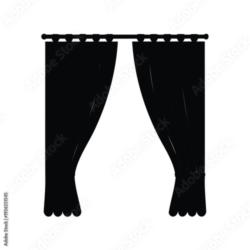 Elegant Black Curtains and Decorative Rod Silhouette for Interior Design Ideas