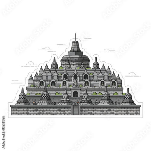 Ancient Buddhist Temple Architecture, Borobudur Style, Stone Structure, UNESCO World Heritage