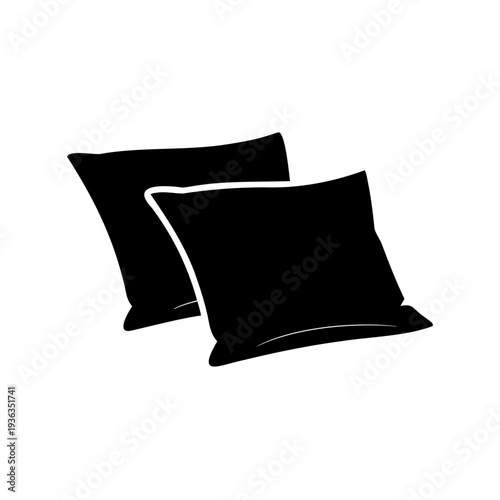 Graphic depiction of a set of two soft, square pillows