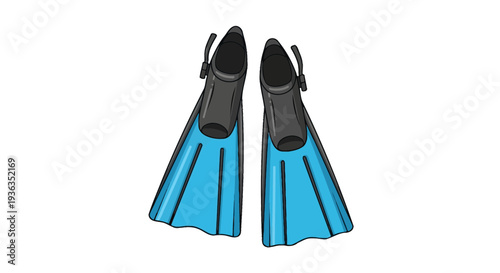Pair of Blue Diving Fins on White Background