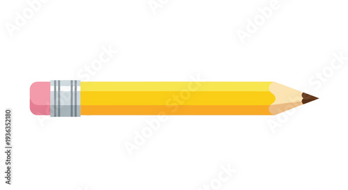 A simple illustration of a standard yellow pencil with a pink eraser