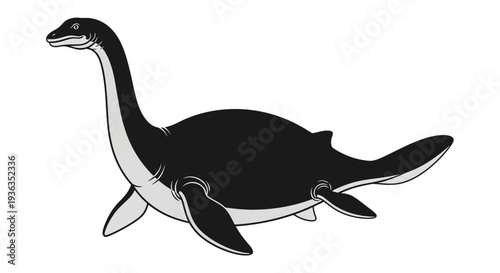 Plesiosaurus Dinosaur Illustration - Ancient Marine Reptile