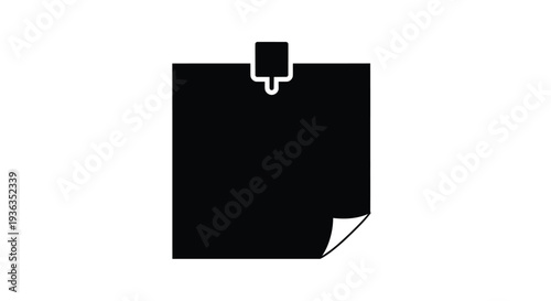 Simple black sticky note with a metal paper clip attached to the top