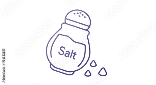 Simple line drawing of a salt shaker with scattered salt crystals