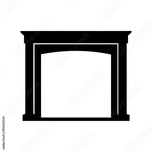 Black and White Vector Illustration of a Fireplace Mantel Decoration