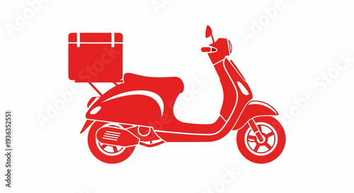Red Scooter Delivery Box Icon Vector Illustration