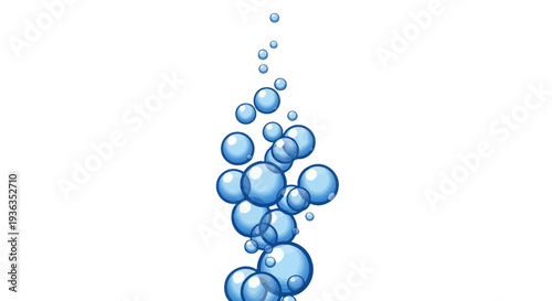 Rising Blue Water Bubbles Underwater