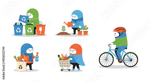 Urban community gardening illustration representing sustainable agriculture, local food production, eco friendly lifestyle and green city environment concept