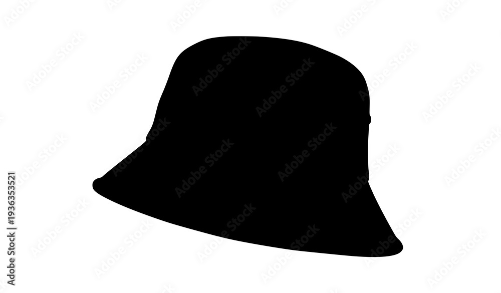 Fototapeta premium Minimalist black bucket hat vector with circular logo patch, versatile casual headwear for fashion designs
