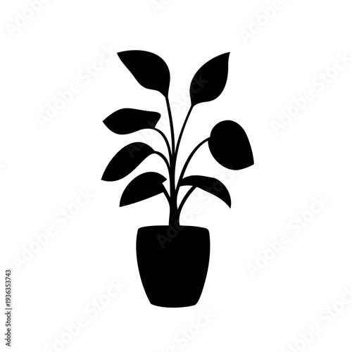 Silhouette illustration of houseplant in a pot with elegant and stylish design