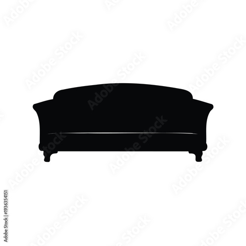 Elegant silhouette of a classic sofa with curved lines and ornate legs