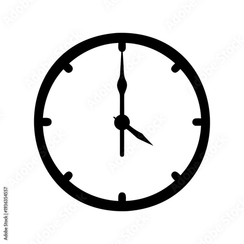 Clock face displaying four o'clock in a black and white illustration