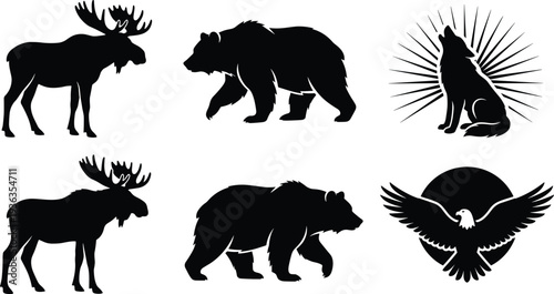 Black Feather Collection Silhouette Vector Set Featuring Isolated Dark Bird Plumes in Various Shapes and Angles for Elegant Design Elements and Natural Graphic Backgrounds