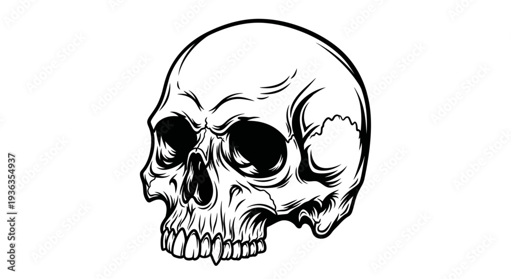 Obraz premium Spooky Human Skull Illustration - Dark Art & Horror Concept
