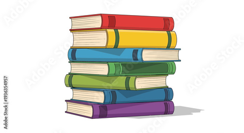 Stack of Colorful Books Isolated on White Background, Education Concept